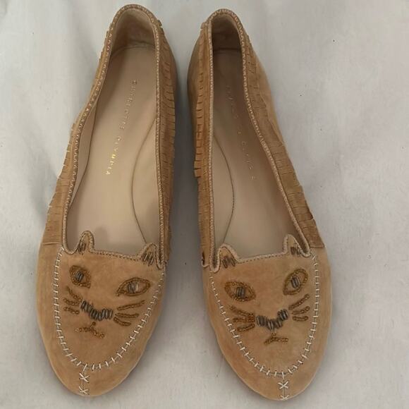 CHARLOTTE OLYMPIA MOCCASINS KITTY FACE FLATS SIZE 40 1/2‎ - Picture 1 of 7